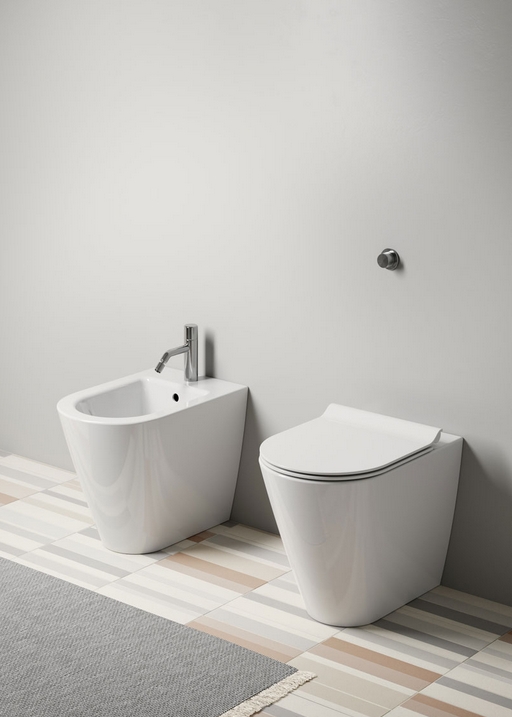 Унитаз приставной безободковый GSI KUBE X 9410FT11 550 мм х 360 мм, с креплением, белый глянцевый ( старый артикул 941011 ) 