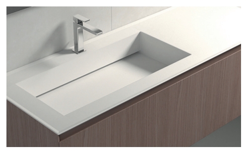 Раковина со столешницей BMT IKON FESSURA RIM 870 811 124 02.4 FR   1240х22х502 мм, с отверстием под смеситель, с бортиком, цвет белый матовый
