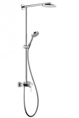 Душевой комплект Hansgrohe Raindance Showerpipe 27191000 Ecosmart с однорычажным смесителем хром (изделие снято с производства)