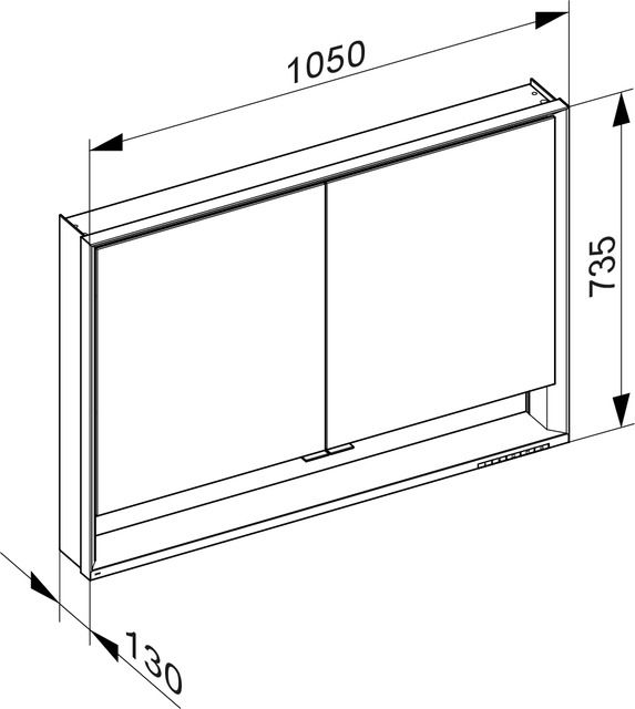 Зеркальный шкаф с подсветкой для настенного монтажа KEUCO Royal Lumos 14328 171301 130х1050х735 мм, 2 дверцы, цвет Алюминий серебристый анодированный/Белый