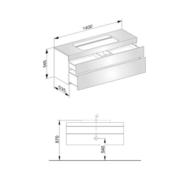 Тумба подвесная под раковину KEUCO EDITION 11 31583 380000 без отверстия под смеситель, с двумя выдвижными фронтами, корпус/фасад структурный лак, белая