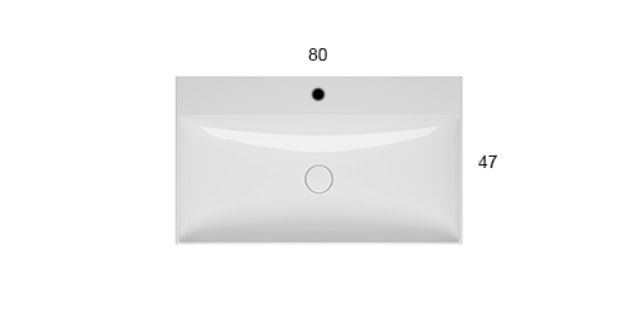 Раковина накладная GLOBO T-EDGE B6R81BI 800 мм х 470 мм х 120 мм, с отверстием под смеситель, без перелива, белая глянцевая