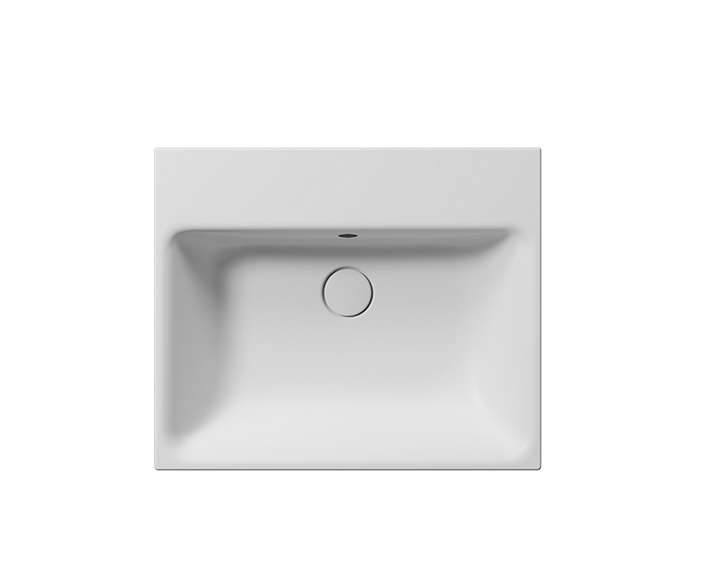 Раковина накладная/подвесная GSI NUBES 9631109 600 мм х 500 мм, с отверстием под смеситель, с переливом, белая матовая