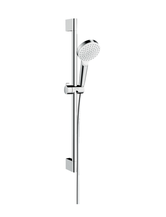Душевой гарнитур HANSGROHE Crometta 26535400 1jet, со штангой 65 см, с ручным душем и шлангом, с EcoSmart, цвет Белый/Хром