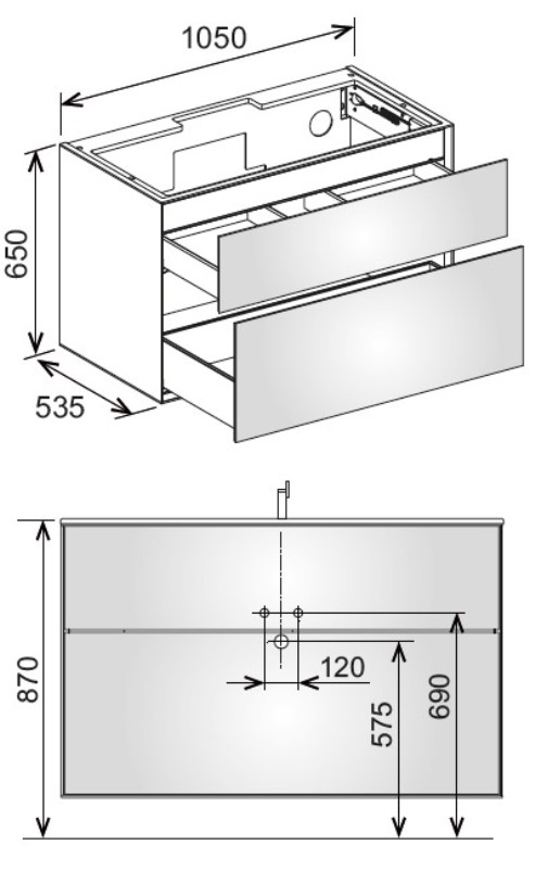 Тумба под раковину Keuco Edition Lignatur 33350 800012 1050x650x535 мм фасад орех, корпус орех