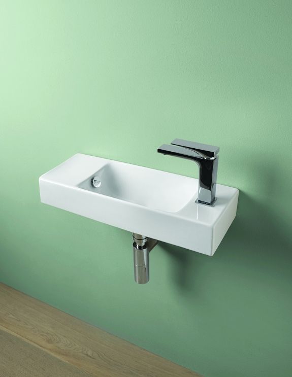 Раковина подвесная ARTCERAM BRICK LML002 01 00 540 мм х 200 мм, c отверстием под смеситель справа, c переливом, белый глянцевый