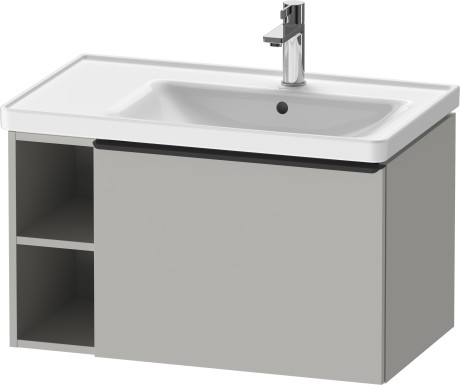 Тумба подвесная под раковину DURAVIT D-Neo DE425700707 784 мм х 452 мм, с выдвижным ящиком и открытой боковой полкой, бетонно-серый матовый