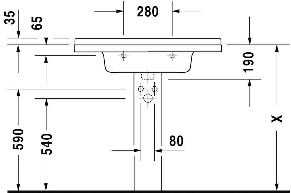 Раковина встраиваемая сверху Duravit Strack 3 0304800000 85х49 см