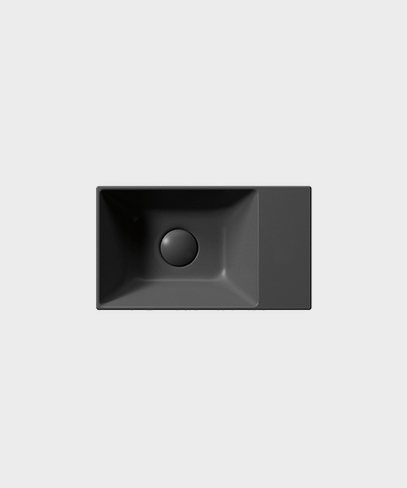 Раковина накладная/подвесная прямоугольная GSI KUBE X 9484126 400 мм х 230 мм, с отверстием под смеситель справа/слева, цвет Чёрный матовый Ardesia