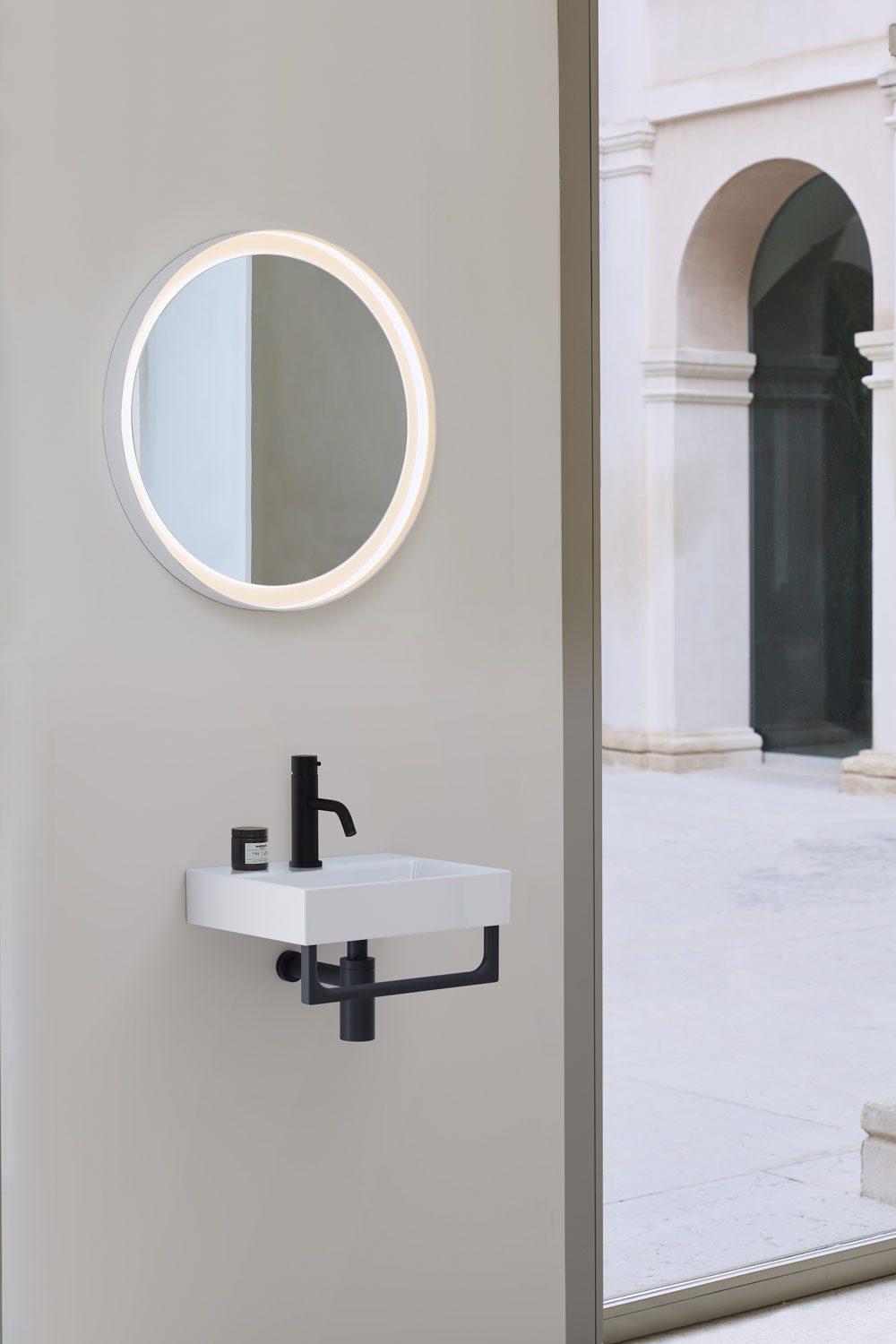 Раковина накладная/подвесная GSI NUBES 9684109 400 мм х 320 мм, с отверстием под смеситель, без перелива, белая матовая