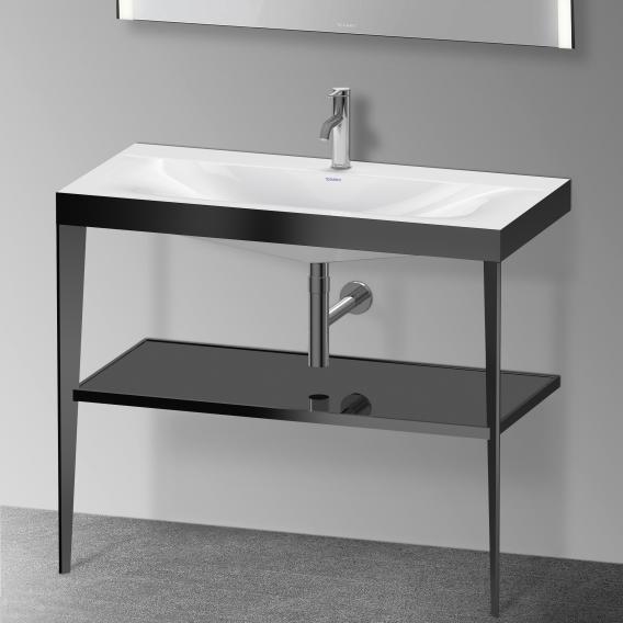 Напольная консоль DURAVIT XViu/C-bonded XV4716OB240 1000 мм х 850 мм, с умывальником Viu, 1 отверстие под смеситель, с полкой, чёрный матовый/чёрный глянцевый лак