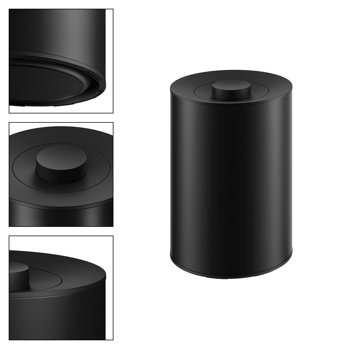 Ведро для мусора с крышкой 5 л KEUCO PLAN 04989 370037 Чёрный матовый