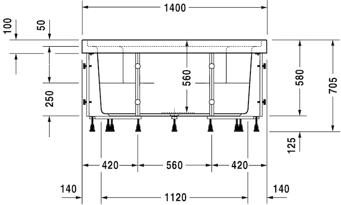 Акриловая встраиваемая ванна Duravit Blue Moon 700143000000000 1400 х 1400