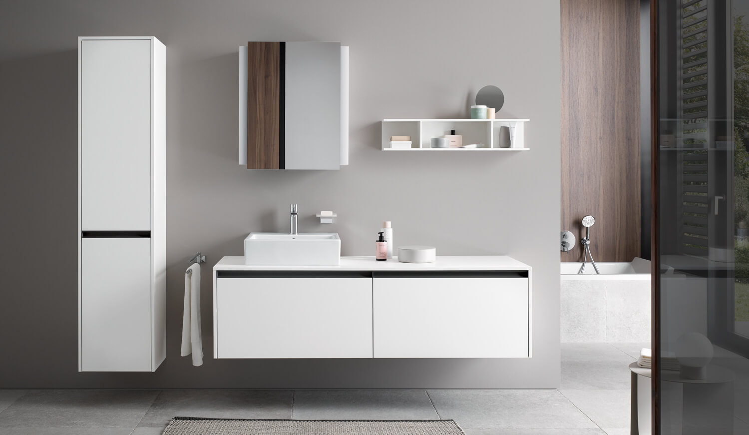 Тумба подвесная под две раковины DURAVIT KETHO.2 K24888R22220000 550 мм х 1400 мм х 459 мм, белый глянцевый