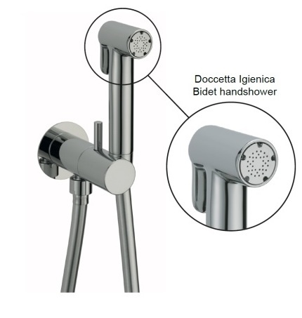 Гигиенический душ cо смесителем CISAL Idroscopini CV00797521 с выводом с держателем и прогрессивным картриджем, цвет Хром