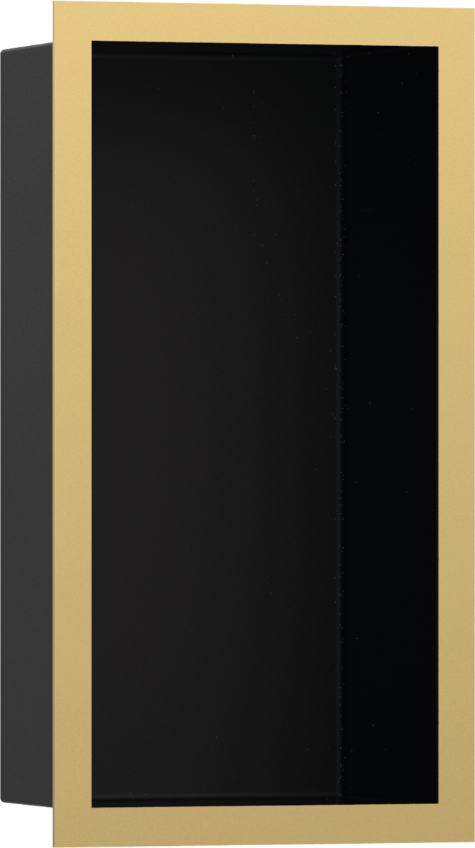 Настенный короб HANSGROHE XtraStoris Individual 56095990 с дизайнерской рамой, 300 мм х 150 мм х 100 мм, матовый чёрный/полированное золото