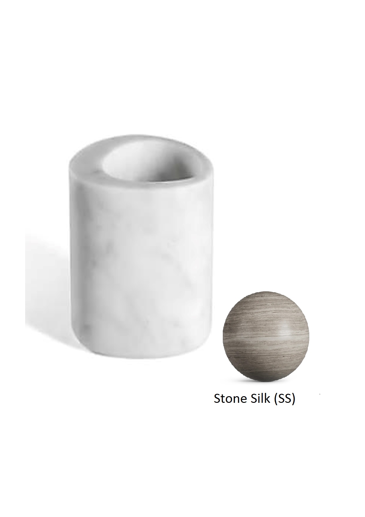 Стакан настольный  DEA DESIGN  MIA fagiolo   DD1650 SS  110х90хh120 мм, из мрамора, цвет Stone Silk (SS)