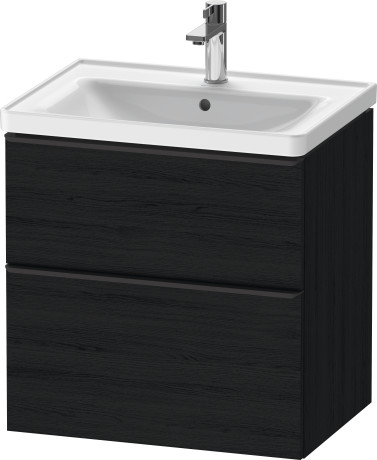 Тумба подвесная под раковину DURAVIT D-Neo DE435401616 634 мм х 452 мм, с выдвижным ящиком и выдвижным отделением, чёрный дуб