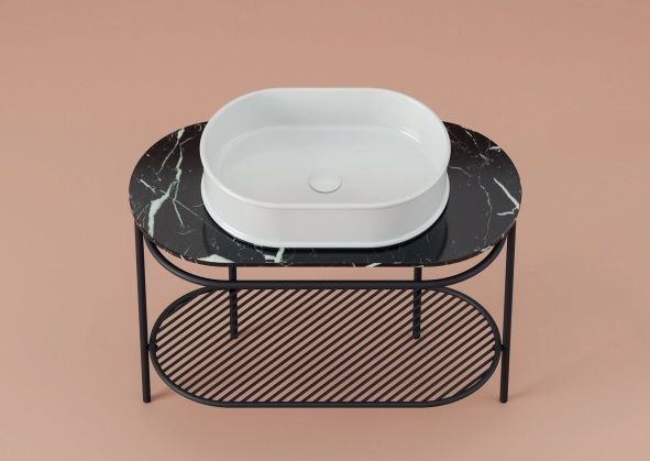 Раковина накладная овальная ARTCERAM ATELIER ATL002 17 00 600 мм х 400 мм, без отверстия под смеситель, без перелива, чёрная матовая