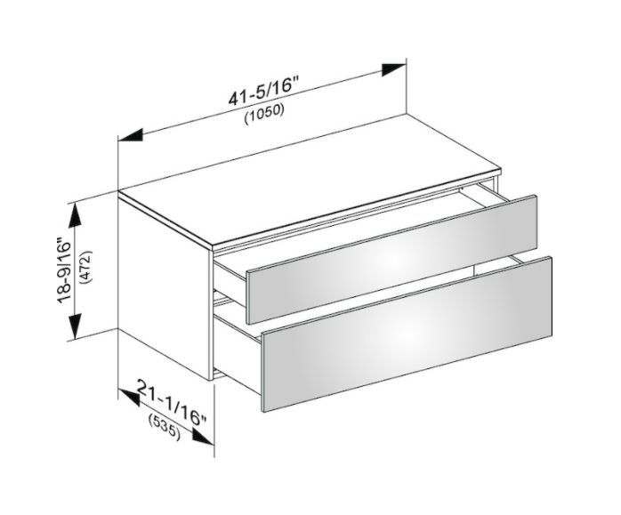 Тумба боковая подвесная KEUCO EDITION 400 31753 380000 с двумя выдвижными фронтальными ящиками, корпус/фасад структурный лак, белый