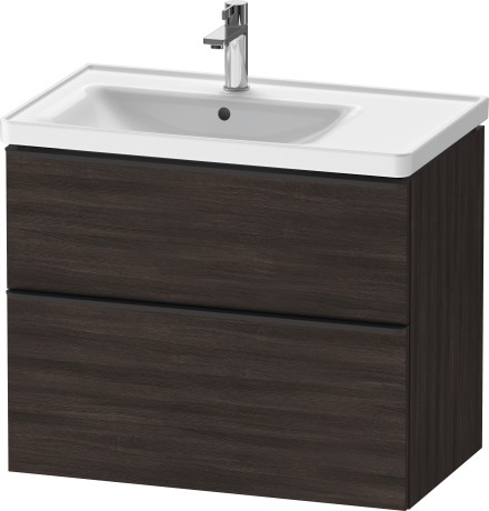 Тумба подвесная под раковину DURAVIT D-Neo DE435705353 784 мм х 452 мм, с выдвижным ящиком и выдвижным отделением, каштан тёмный