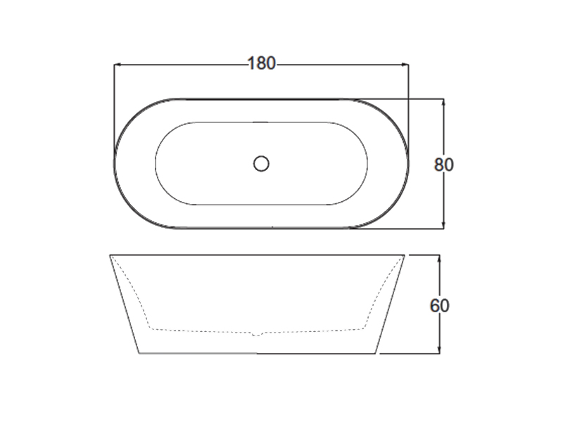 Ванна отдельностоящая GRUPPO TREESSE INKA V388BL 800 мм х 1800 мм, белый глянцевый