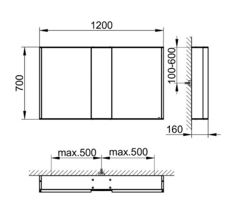 Зеркальный шкаф с подсветкой Keuco Royal Match 12804 171301 настенный монтаж