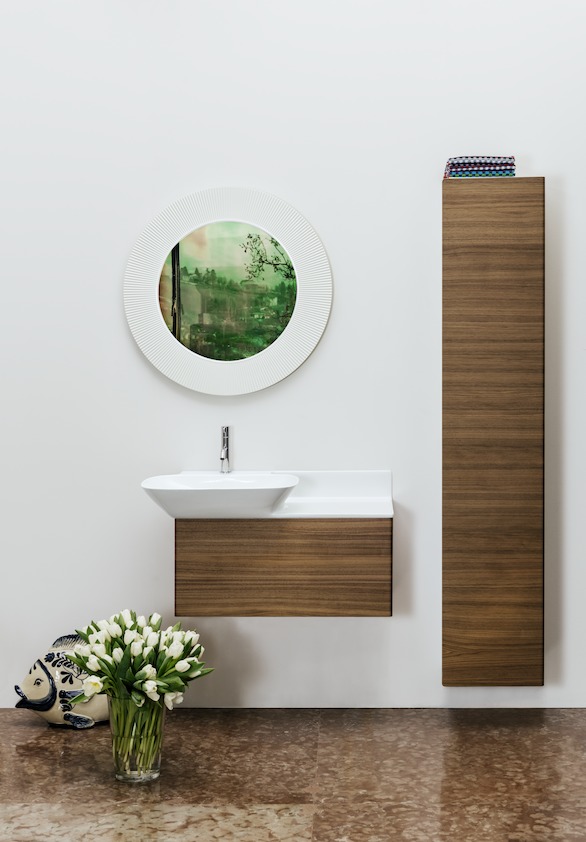 Тумба подвесная   Laufen  INO  4.2540.1.030.171.1   77 см под раковину   8.1330.1/2, 1 ящик, фасад алюминий, шпон натуральный.