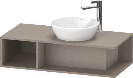 Тумба подвесная под раковину справа DURAVIT D-Neo DE493907575 1000 мм х 480 мм, с открытой боковой полкой слева и консолью, лён
