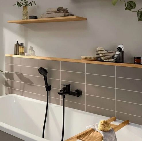 Смеситель для ванны HANSGROHE REBRIS E 72450670 2 режима расхода воды, чёрный матовый