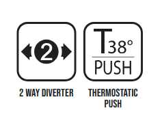 Внешняя часть термостата с круглыми отражателями ALMAR MODULAR PUSH E180433.GM с ручным душем, на 2 потребителя, цвет Gun Metal