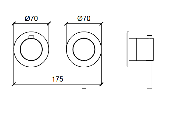 Внешняя часть монокомандного смесителя с круглыми отражателями ALMAR MODULAR E180141.GM на 2-3 потребителя, цвет Gun Metal