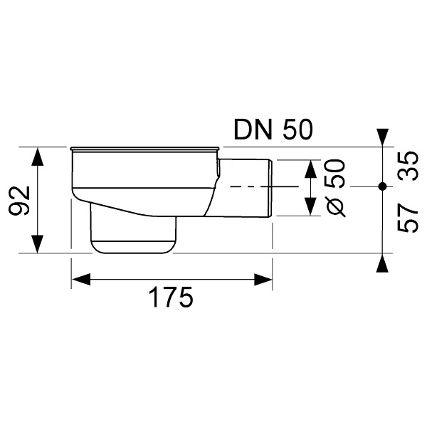 Сифон для душевого лотка TECE TECEdrainline 650001 горизонтальный