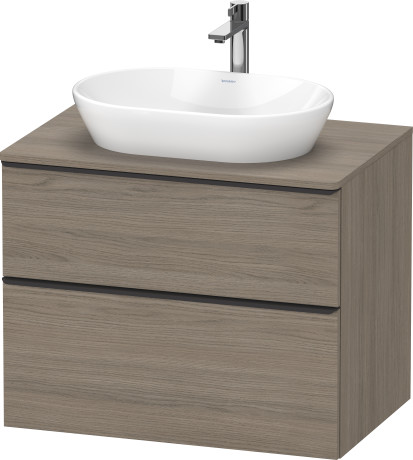 Тумба подвесная под раковину DURAVIT D-Neo DE496703535 800 мм х 550 мм, с консолью, с двумя выдвижными ящиками, дуб терра