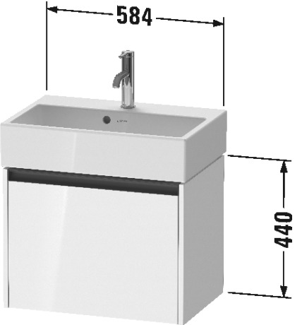 Тумба подвесная под раковину DURAVIT KETHO.2 K25073018180000 390 мм х 584 мм х 440 мм, 1 выдвижной ящик, белый матовый