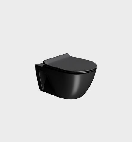 Унитаз подвесной GSI PURA ECO 880726 350 мм х 550 мм, Swirlflush, с открытым креплением, цвет Чёрный матовый Ardesia