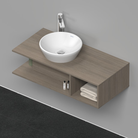 Тумба подвесная под раковину слева DURAVIT D-Neo DE491903535 1000 мм х 480 мм, с открытой боковой полкой справа и консолью, дуб терра