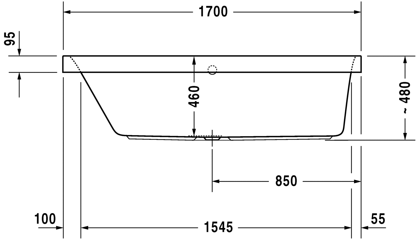 Акриловая ванна Duravit Happy D2 700310000000000 1700 х 700 c наклоном для спины слева, встраиваемая, белая