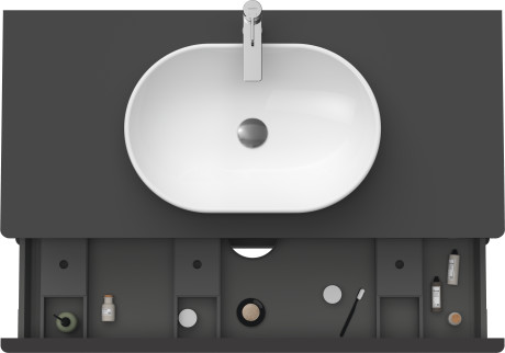 Тумба подвесная под раковину DURAVIT D-Neo DE496904949 1200 мм х 550 мм, с 2 выдвижными ящиками и консолью, графит матовый