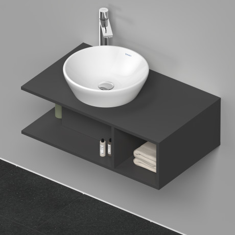 Тумба подвесная под раковину DURAVIT D-Neo DE491804949 800 мм х 480 мм, с консолью, с открытой полкой справа, графит матовый