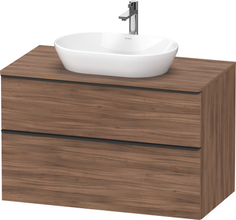 Тумба подвесная под раковину DURAVIT D-Neo DE496807979 550 мм х 1000 мм, с двумя выдвижными ящиками и консолью, орех натуральный