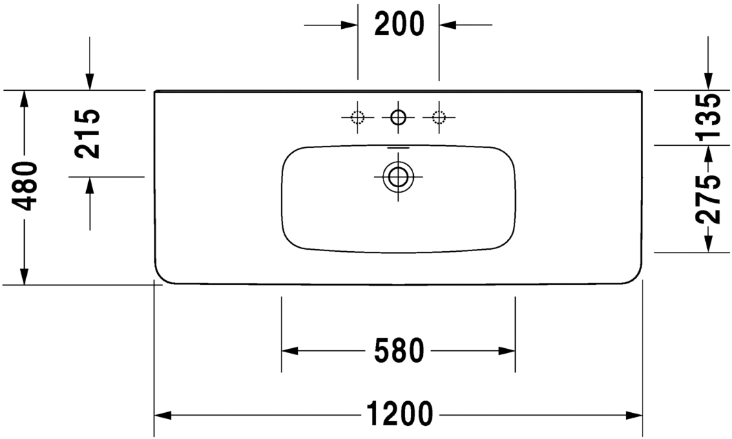 Раковина встраиваемая сверху Duravit Durastyle 2320120000 120х48см