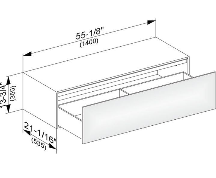 Тумба боковая подвесная KEUCO EDITION 11 31326 270100 с одним выдвижным фронтом, с внутренней светодиодной подсветкой, корпус матовый лак/фасад матовое стекло, белая