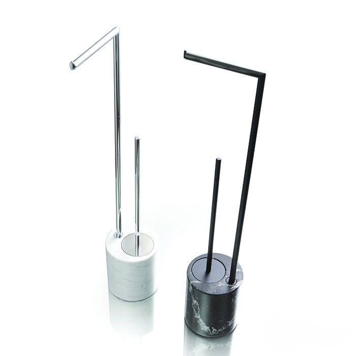 Напольная стойка с ёршиком и держателем для туалетной бумаги BERTOCCI CARRARINO 124 4720 0000 Сarrara/Хром