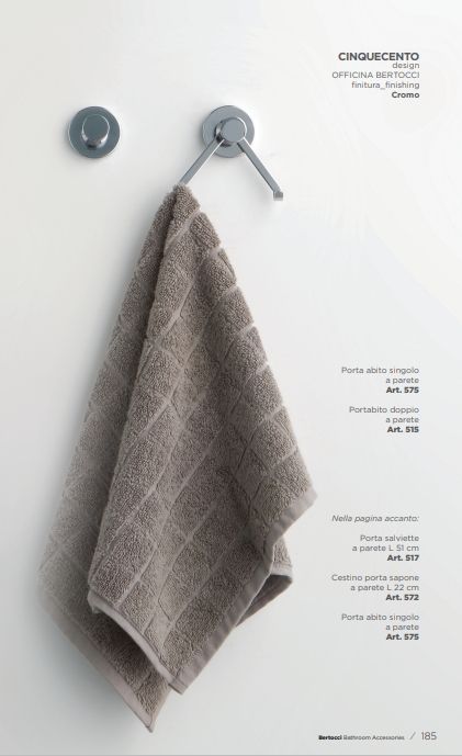 Крючок для полотенца или халата двойной BERTOCCI CINQUECENTO 110 0515 0000 Хром