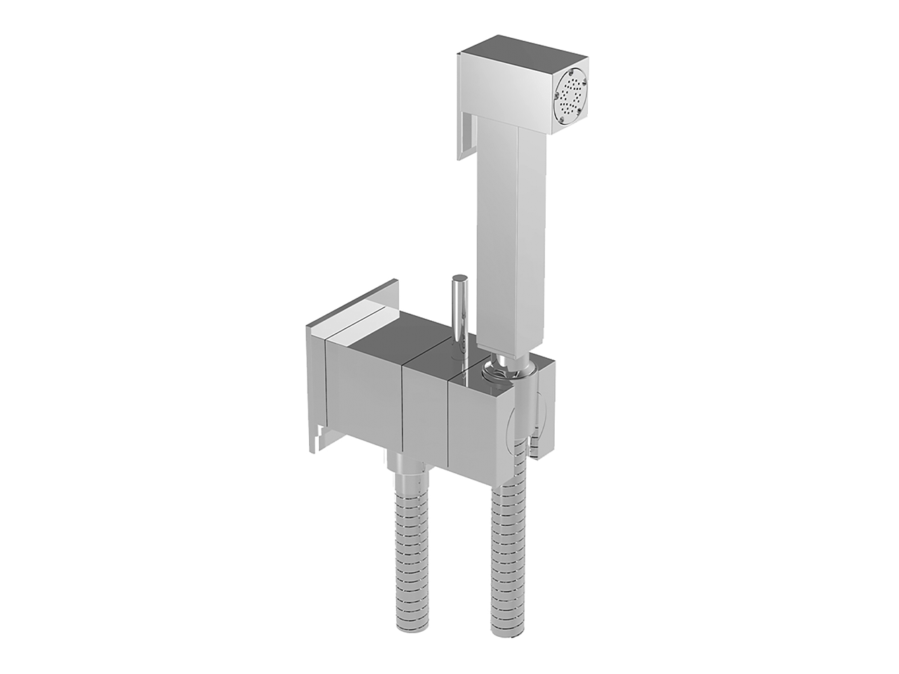 Гигиенчинский душ cо смесителем CISAL Cubic CU00794521 квадртаный, с выводом с держателем и с прогрессивным картриджем, цвет Хром