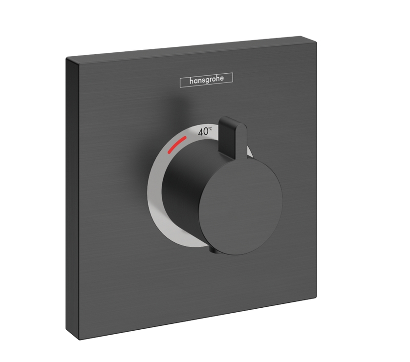 Квадратная наружная часть термостата Hansgrohe Shower Highflow Select 15760340 Цвет шлифованный чёрный хром