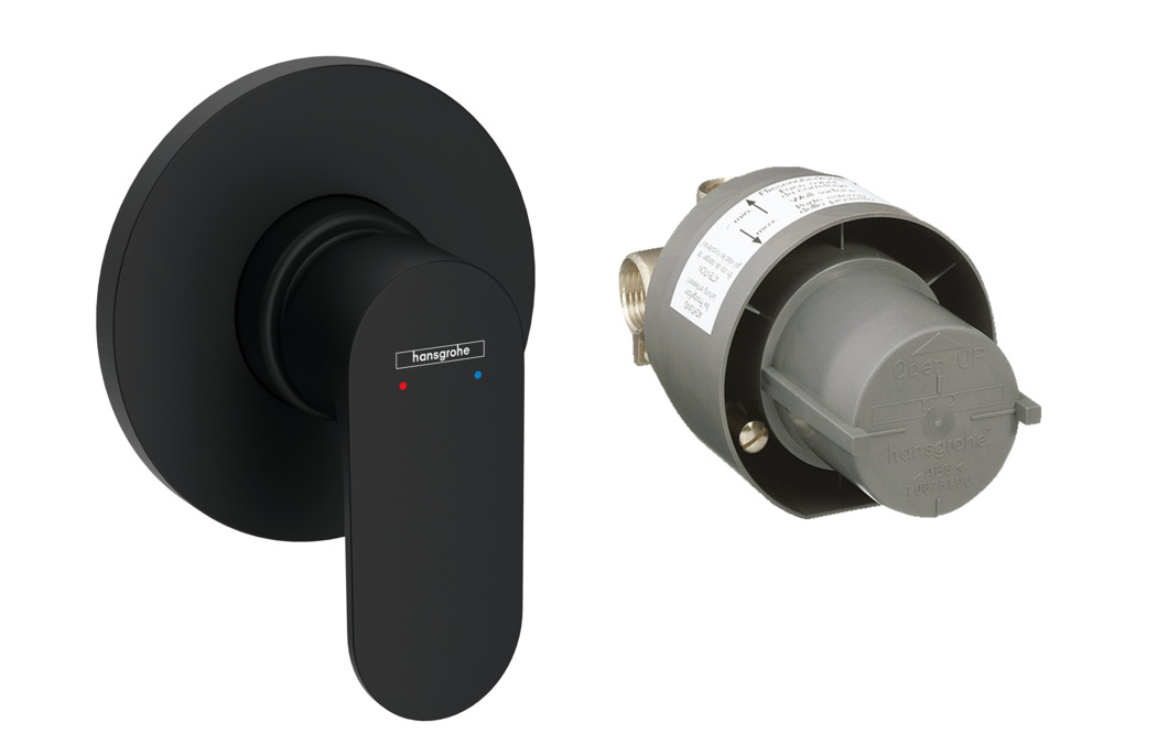 Смеситель для душа HANSGROHE REBRIS S 72648670 с внутренней частью, чёрный матовый