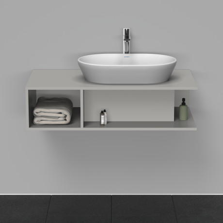 Тумба подвесная под раковину справа DURAVIT D-Neo DE495900707 1000 мм х 550 мм, с открытой боковой полкой слева и консолью, бетонно-серый матовый