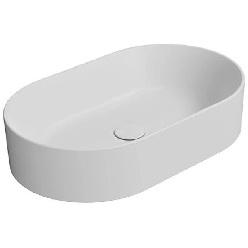Раковина накладная овальная GSI KUBE X 945809 600 мм х 370 мм, без перелива, без отверстия под смеситель, цвет Белый матовый